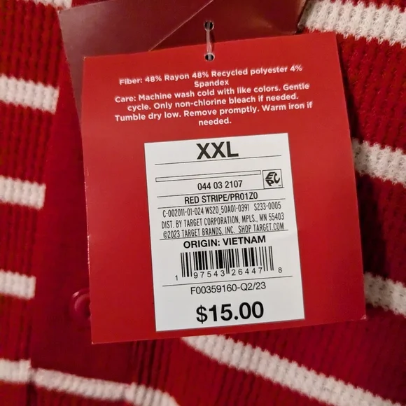 Target Wonder Shop XXL Mix & Match Men's Sleep Top Red Stripe Waffle Knit NWT - Picture 3 of 4